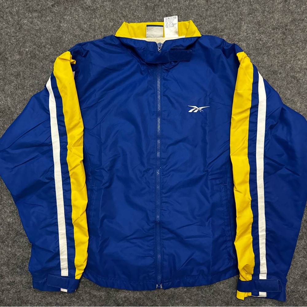 Vintage Reebok Blue and Yellow Windbreaker Jacket Size Large, Womens